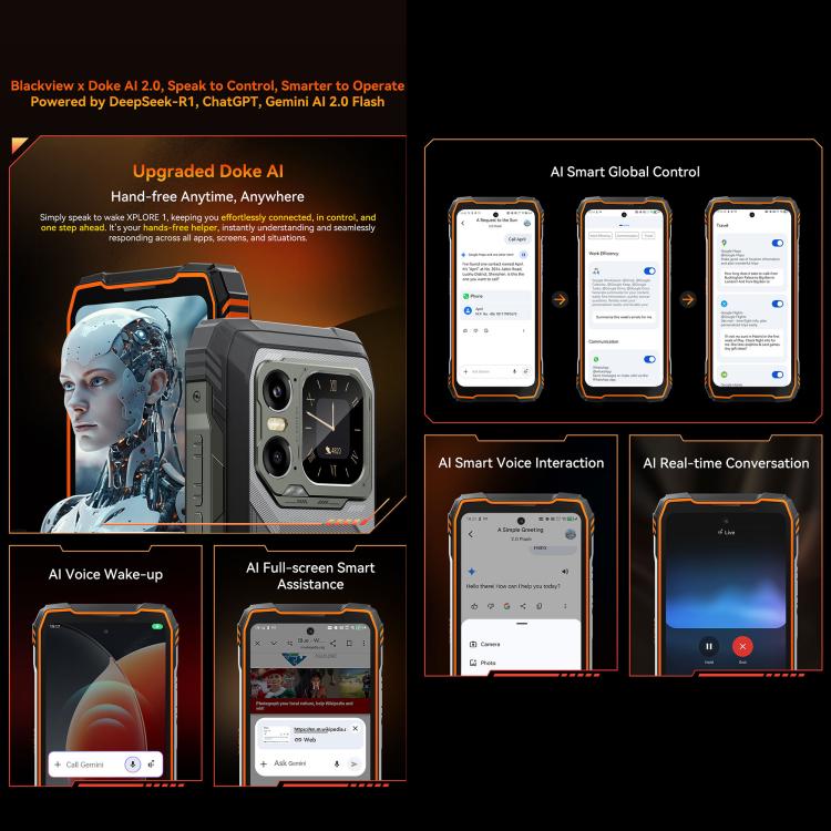 Blackview XPLORE 1, 16GB+512GB, 6.78 นิ้ว Android 15 Dimensity 7050 MT8791V/HZA Octa Core, เครือข่าย: 5G, OTG, NFC, XPLORE 1 16GB+512GB