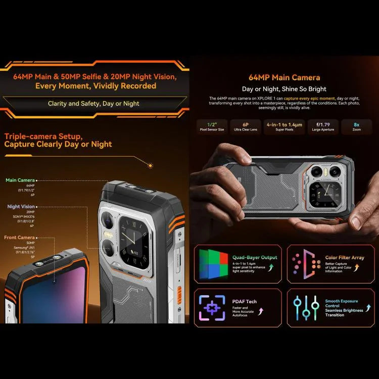 Blackview XPLORE 1, 12GB+256GB, 6.78 นิ้ว Android 15 Dimensity 7050 MT8791V/HZA Octa Core, เครือข่าย: 5G, OTG, NFC, XPLORE 1 12GB+256GB
