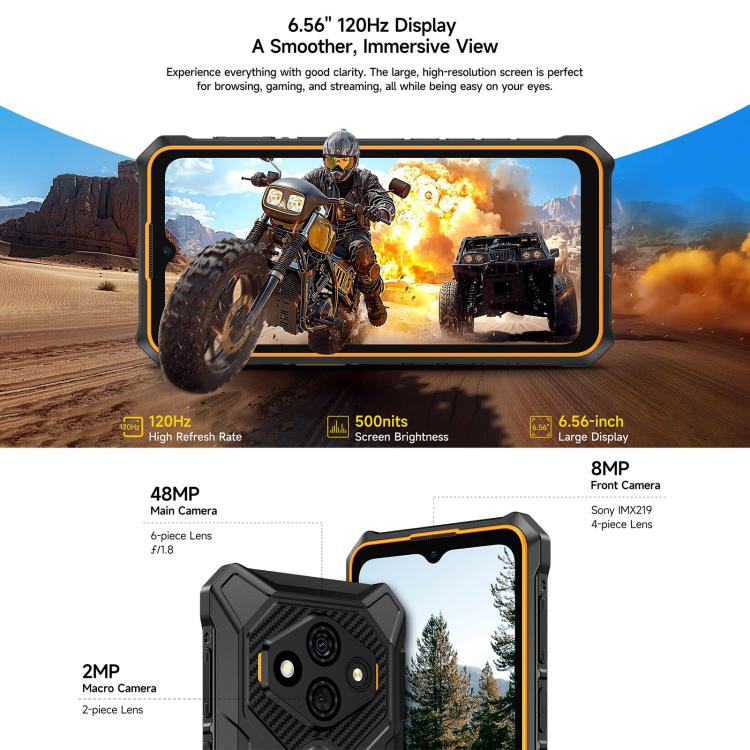 Ulefone RugKing 3 Pro, 8GB+128GB, โทรศัพท์กันน้ำกันฝุ่น IP68/IP69K, 6.56 นิ้ว Android 15 Unisoc T7250 Octa Core, เครือข่าย: 4G, NFC, OTG, RugKing 3 Pro, RugKing 3 Pro, 8GB+128GB