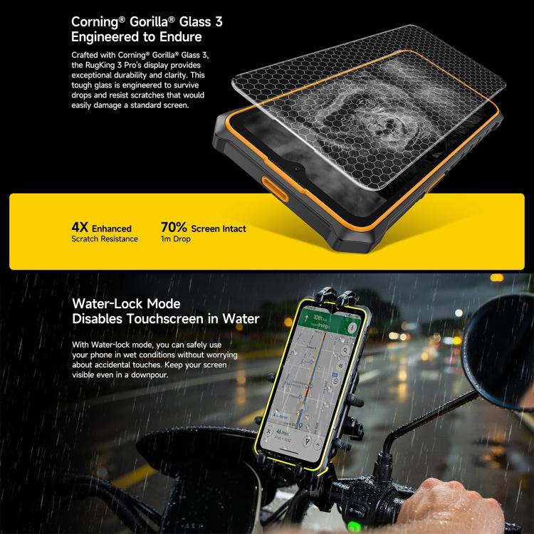 Ulefone RugKing 3 Pro, 8GB+128GB, โทรศัพท์กันน้ำกันฝุ่น IP68/IP69K, 6.56 นิ้ว Android 15 Unisoc T7250 Octa Core, เครือข่าย: 4G, NFC, OTG, RugKing 3 Pro, RugKing 3 Pro, 8GB+128GB