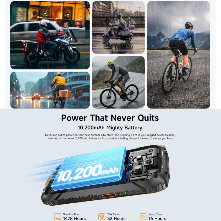 Ulefone RugKing 4 Pro, 8GB+256GB, โทรศัพท์กันน้ำกันฝุ่น IP68/IP69K, 6.56 นิ้ว Android 15 Unisoc T7250 Octa Core, เครือข่าย: 4G, NFC, OTG, RugKing 4 Pro, RugKing 4 Pro, 8GB+256GB