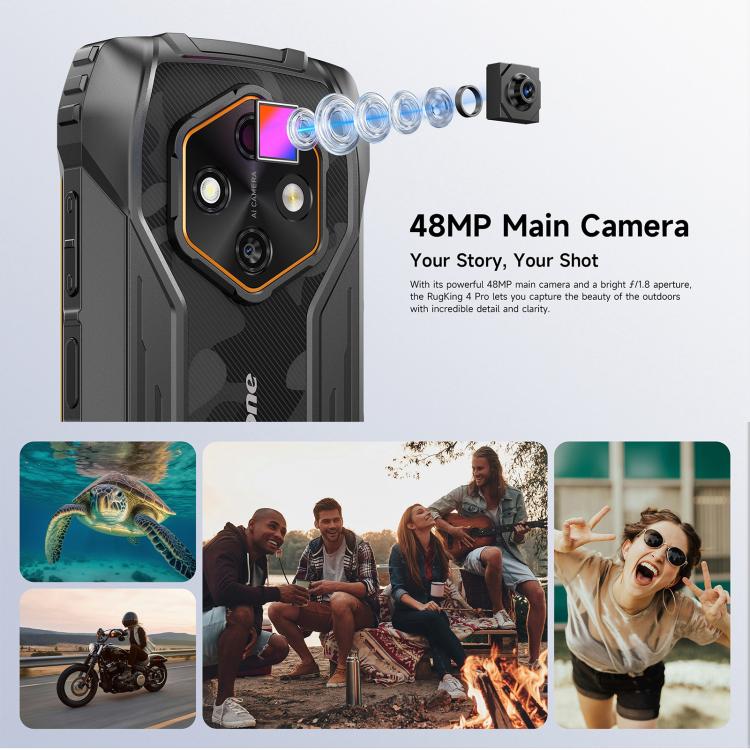 Ulefone RugKing 4 Pro, 8GB+256GB, โทรศัพท์กันน้ำกันฝุ่น IP68/IP69K, 6.56 นิ้ว Android 15 Unisoc T7250 Octa Core, เครือข่าย: 4G, NFC, OTG, RugKing 4 Pro, RugKing 4 Pro, 8GB+256GB