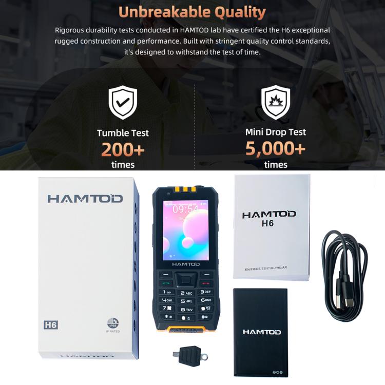 HAMTOD H6 โทรศัพท์กันกระแทก, 3GB+32GB, 2.83 นิ้ว Android 11 UNISOC SC9832E Quad-core, เครือข่าย: 4G, VoLTE, SOS