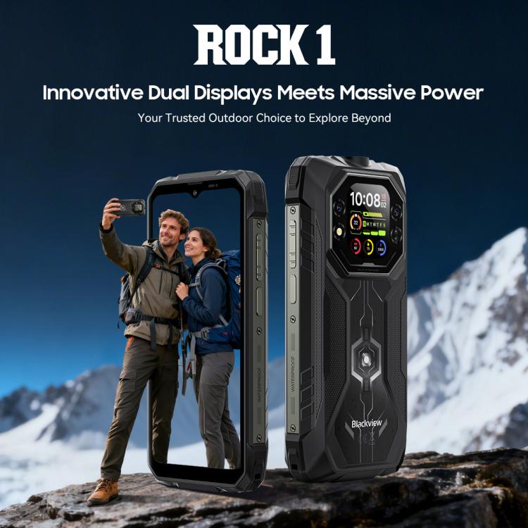 Blackview ROCK 1 โทรศัพท์กันกระแทก, 8GB+256GB, 6.56 นิ้ว Android 16 MT6769V/CB Helio G81 Octa Core, เครือข่าย: 4G, OTG, NFC, ROCK 1 8GB+256GB