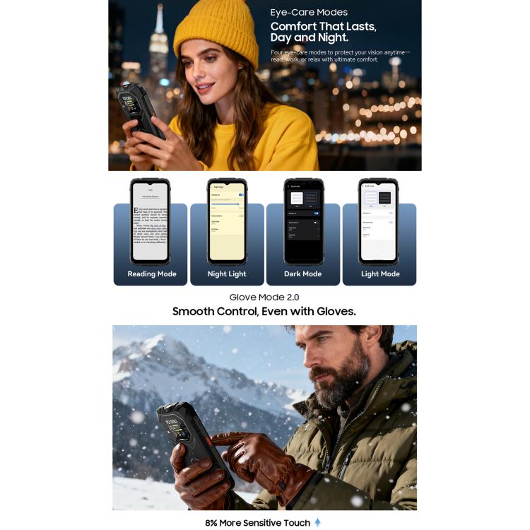 Blackview ROCK 1 โทรศัพท์กันกระแทก, 8GB+256GB, 6.56 นิ้ว Android 16 MT6769V/CB Helio G81 Octa Core, เครือข่าย: 4G, OTG, NFC, ROCK 1 8GB+256GB