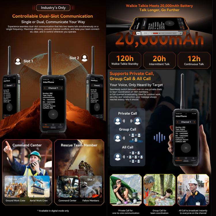 Blackview XPLORE 1 โทรศัพท์กันกระแทกพร้อมวิทยุสื่อสาร, 12GB+256GB, 6.78 นิ้ว Android 15 Dimensity 7050 MT8791V/HZA Octa Core, เครือข่าย: 5G, OTG, NFC, XPLORE 1 วิทยุสื่อสาร 12GB+256GB