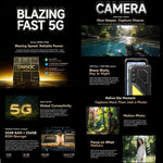 Blackview Oscal Pilot 5 โทรศัพท์กันกระแทก 5G, 8GB+256GB, 6.67 นิ้ว Android 16 UMS9620 T8100 Octa Core, เครือข่าย: 5G, OTG, NFC