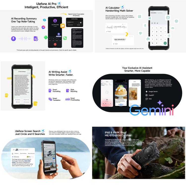 Ulefone RugKing, 8GB+128GB, โทรศัพท์กันน้ำกันฝุ่น IP68/IP69K, 5.99 นิ้ว Android 15 Unisoc T7255 Octa Core, เครือข่าย: 4G, NFC, OTG, RugKing, 8GB+128GB