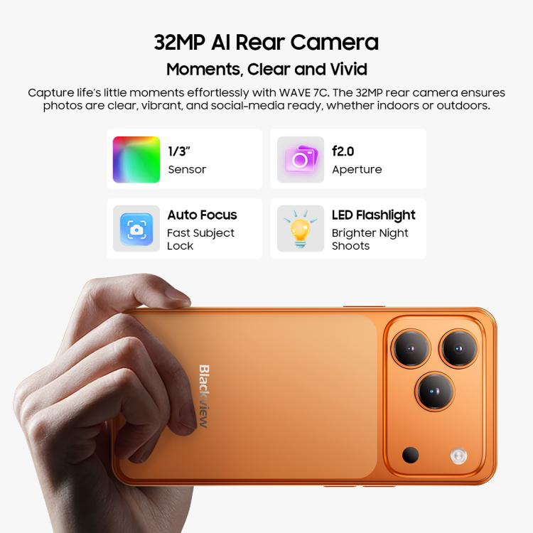 Blackview WAVE 7C, 4GB+64GB, 6.56 นิ้ว Android 16 Unisoc UMS312 Tiger T310 Quad Core, เครือข่าย: 4G, OTG, 4GB+64GB