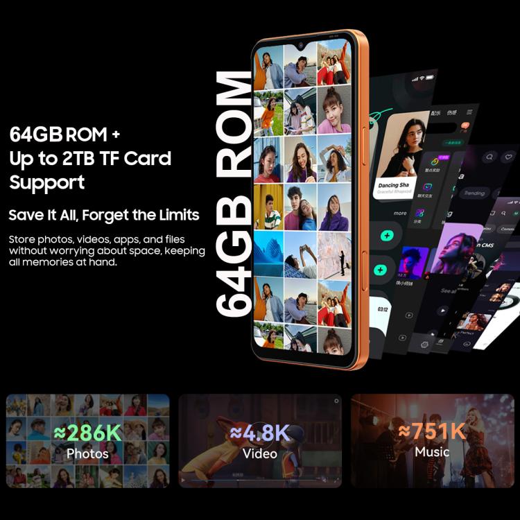 Blackview WAVE 7C, 4GB+64GB, 6.56 นิ้ว Android 16 Unisoc UMS312 Tiger T310 Quad Core, เครือข่าย: 4G, OTG, 4GB+64GB