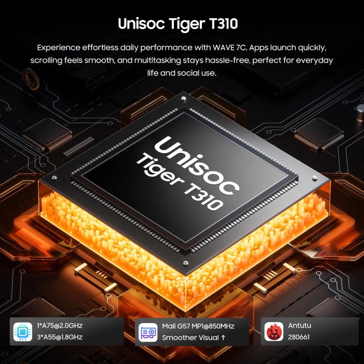 Blackview WAVE 7C, 4GB+128GB, 6.56 นิ้ว Android 16 Unisoc UMS312 Tiger T310 Quad Core, เครือข่าย: 4G, OTG, 4GB+128GB