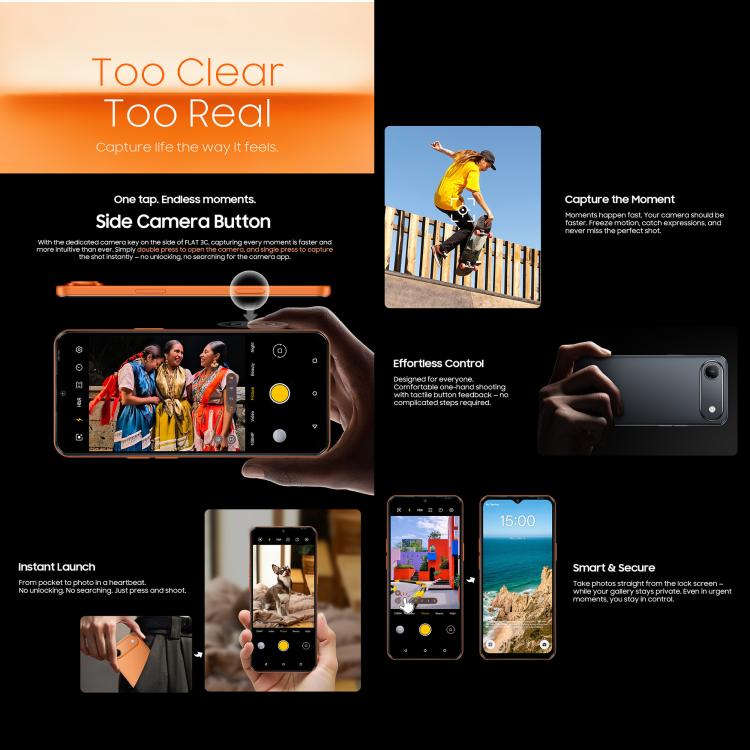 Blackview Oscal FLAT 3C, 4GB+64GB, หน้าจอ 6.56 นิ้ว Android 16 Unisoc UMS312 T310 Quad Core, OTG, เครือข่าย: 4G, 4GB+64GB