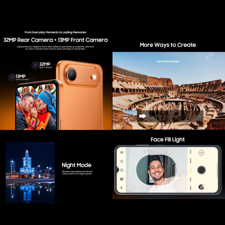 Blackview Oscal FLAT 3C, 4GB+64GB, หน้าจอ 6.56 นิ้ว Android 16 Unisoc UMS312 T310 Quad Core, OTG, เครือข่าย: 4G, 4GB+64GB