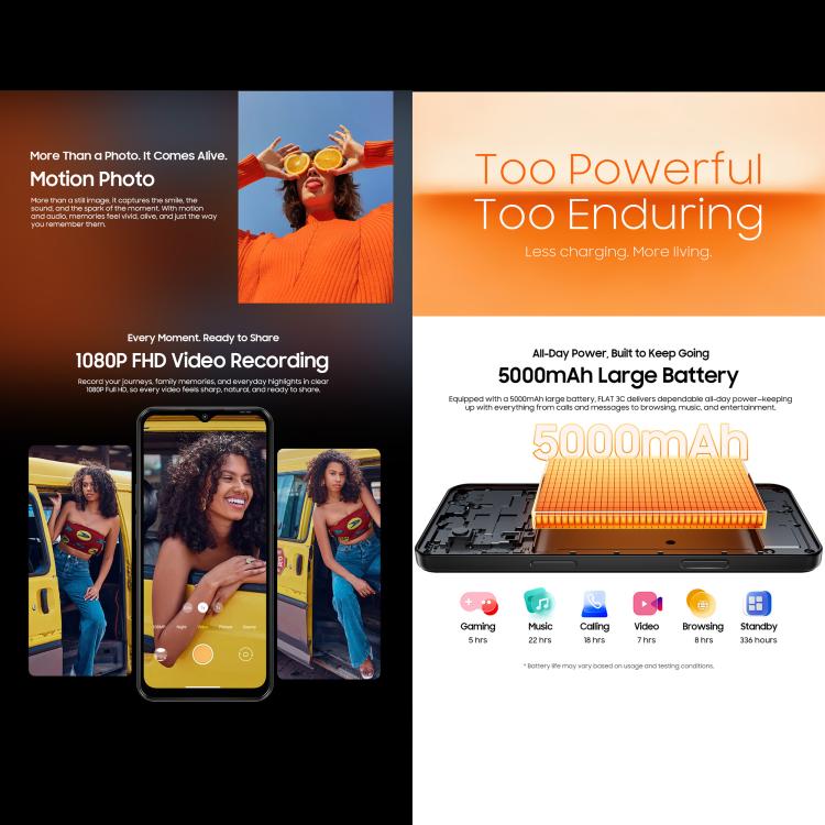 Blackview Oscal FLAT 3C, 4GB+64GB, หน้าจอ 6.56 นิ้ว Android 16 Unisoc UMS312 T310 Quad Core, OTG, เครือข่าย: 4G, 4GB+64GB