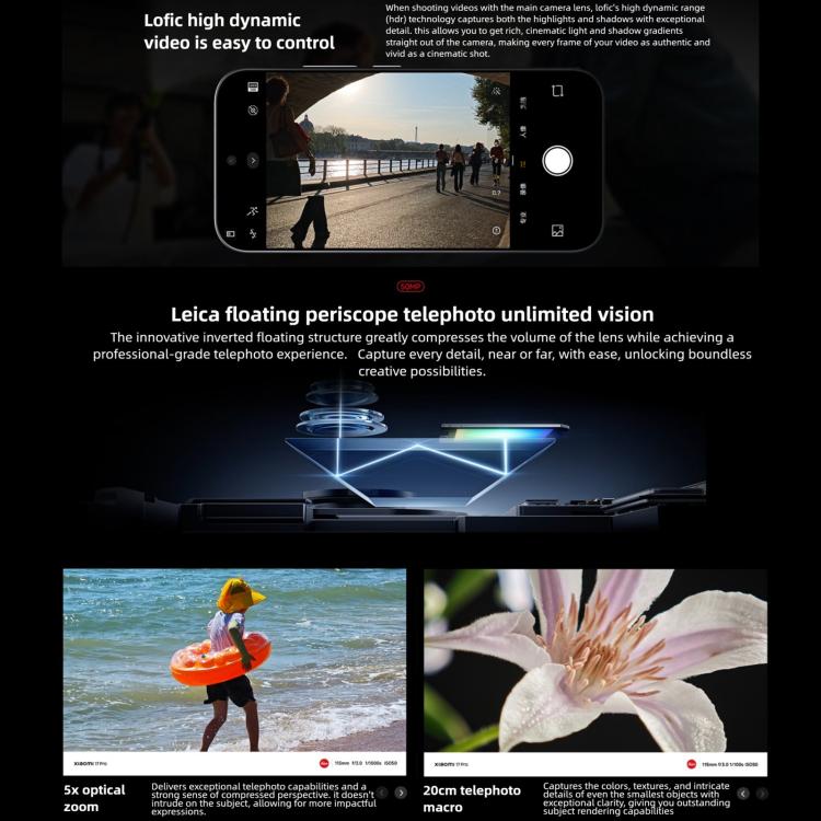 Xiaomi 17 Pro, 16GB+1TB, สแกนลายนิ้วมืออัลตราโซนิก 3D, จอ 6.3 นิ้ว Xiaomi HyperOS 3 Snapdragon 8 Elite Gen 5 Octa Core, NFC, เครือข่าย: 5G, 16GB+1TB