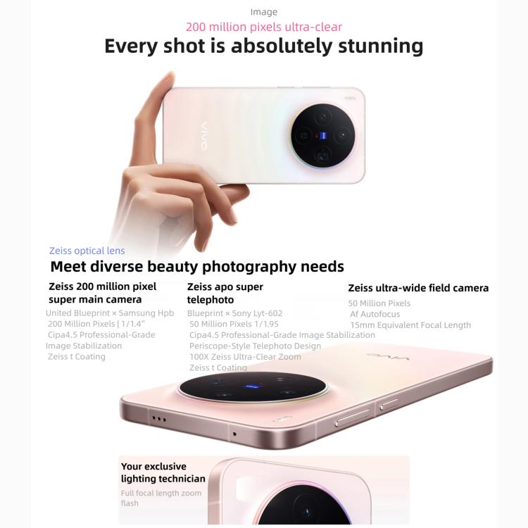 vivo X300, 16GB+256GB, จอ 6.31 นิ้ว OriginOS 6 Android 16 Dimensity 9500 Octa Core, OTG, NFC, เครือข่าย: 5G, 16GB+256GB