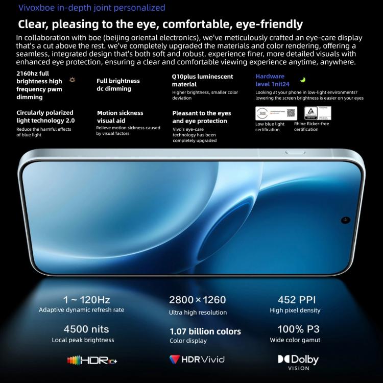 vivo X300 Pro, 16GB+512GB, จอ 6.78 นิ้ว OriginOS 6 Android 16 Dimensity 9500 Octa Core, OTG, NFC, เครือข่าย: 5G, 16GB+512GB