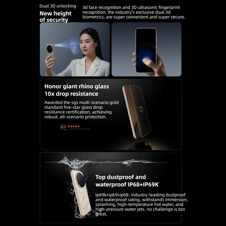 Honor Magic8 Pro, 12GB+256GB, สแกนลายนิ้วมือบนหน้าจอ, 6.71 นิ้ว MagicOS 10.0 / Android 16 Snapdragon 8 Elite Gen 5 Octa Core, เครือข่าย: 5G, NFC, OTG, 12GB+256GB
