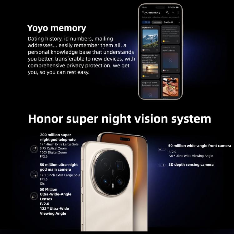 Honor Magic8 Pro, 12GB+256GB, สแกนลายนิ้วมือบนหน้าจอ, 6.71 นิ้ว MagicOS 10.0 / Android 16 Snapdragon 8 Elite Gen 5 Octa Core, เครือข่าย: 5G, NFC, OTG, 12GB+256GB