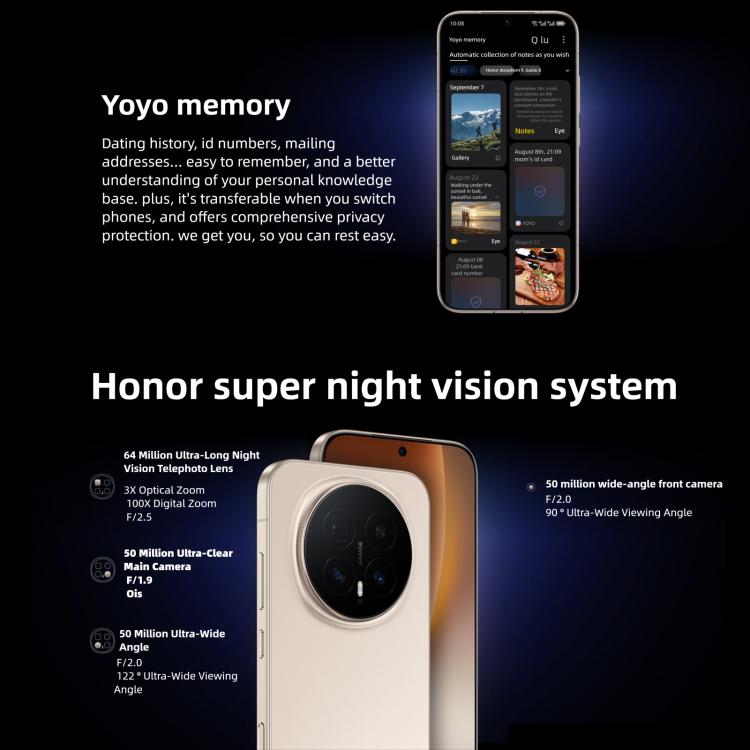 Honor Magic8 Pro, 16GB+1TB, สแกนลายนิ้วมือบนหน้าจอ, 6.71 นิ้ว MagicOS 10.0 / Android 16 Snapdragon 8 Elite Gen 5 Octa Core, เครือข่าย: 5G, NFC, OTG, 16GB+1TB