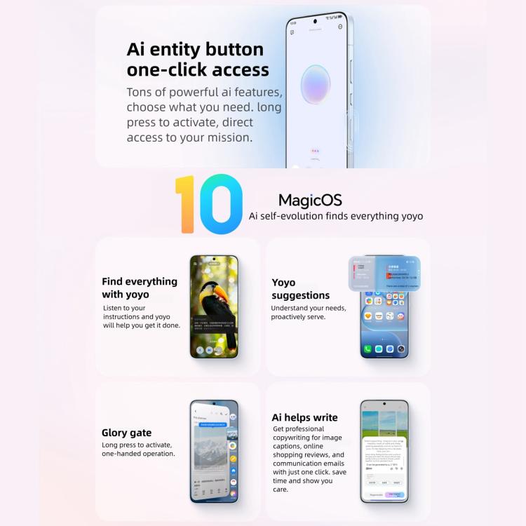 Honor 500 Pro, 16GB+1TB, สแกนลายนิ้วมือบนหน้าจอ, 6.55 นิ้ว MagicOS 10.0 / Android 16 Snapdragon 8 Elite Gen 4 Octa Core, เครือข่าย: 5G, NFC, OTG, Honor 500 Pro, 16GB+1TB