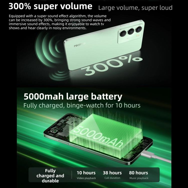 Realme V70, 8GB+256GB, หน้าจอ 6.67 นิ้ว Realme UI 6.0 Android 15 Dimensity 6300 5G Octa Core, เครือข่าย: 5G, 8GB+256GB
