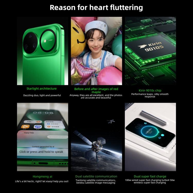 Huawei nova 15 Pro, กระจก Kunlun, 12GB+512GB, สแกนลายนิ้วมือด้านข้าง, 6.84 นิ้ว HarmonyOS 6.0 Kirin 9010S Octa Core, NFC, OTG, ไม่รองรับ Google Play, 12GB+512GB
