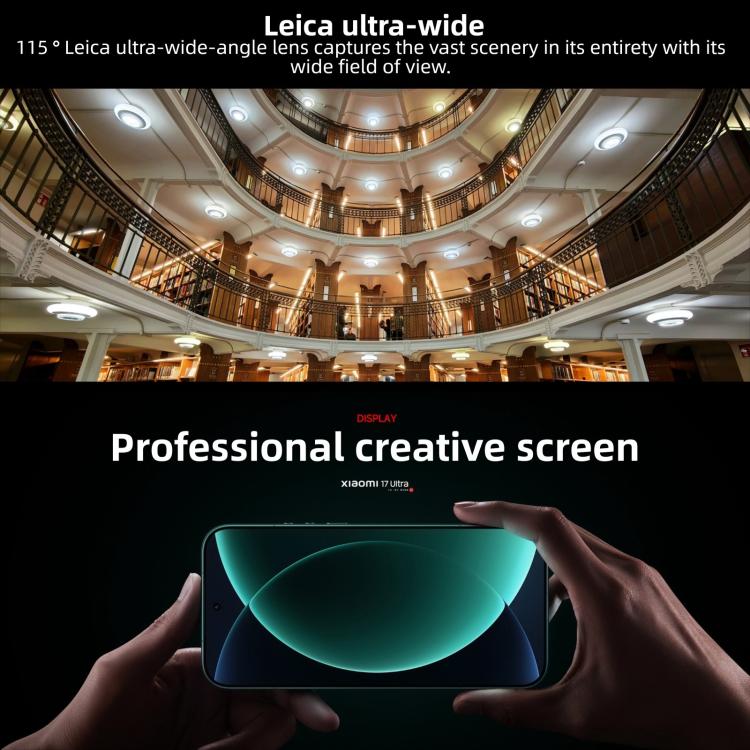 Xiaomi 17 Ultra, 12GB+256GB, สแกนลายนิ้วมืออัลตราโซนิก 3D, 6.9 นิ้ว Xiaomi HyperOS 3 Snapdragon 8 Elite Gen 5 Octa Core, NFC, เครือข่าย: 5G, 12GB+512GB, 12GB+256GB