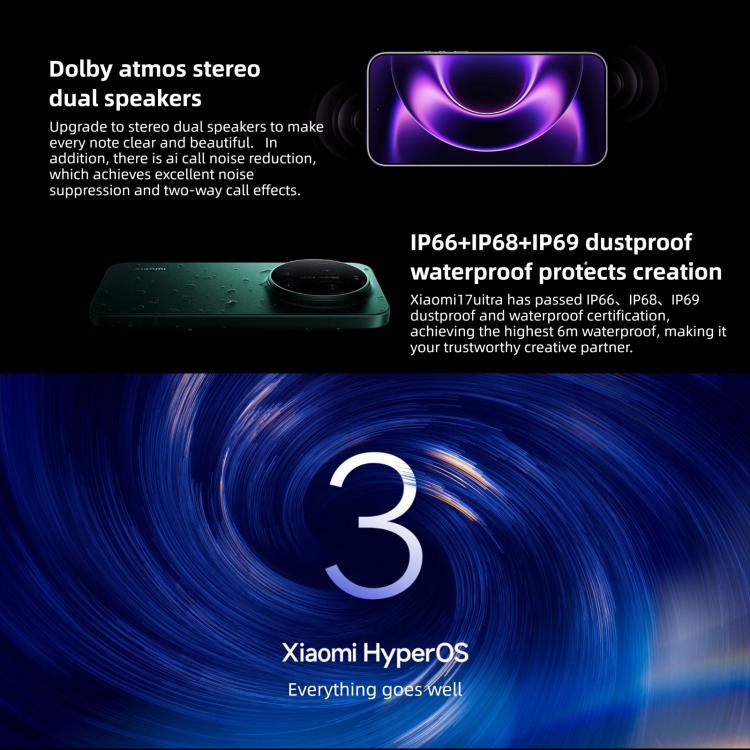 Xiaomi 17 Ultra, 16GB+512GB, สแกนลายนิ้วมืออัลตราโซนิก 3D, 6.9 นิ้ว Xiaomi HyperOS 3 Snapdragon 8 Elite Gen 5 Octa Core, NFC, เครือข่าย: 5G, 16GB+512GB