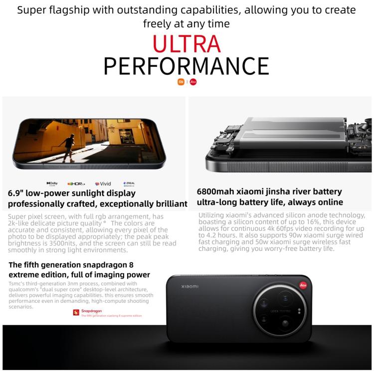 Xiaomi 17 Ultra โดย Leica, 16GB+512GB, สแกนลายนิ้วมืออัลตราโซนิก 3D, 6.9 นิ้ว Xiaomi HyperOS 3 Snapdragon 8 Elite Gen 5 Octa Core, NFC, เครือข่าย: 5G, โดย Leica, 16GB+512GB