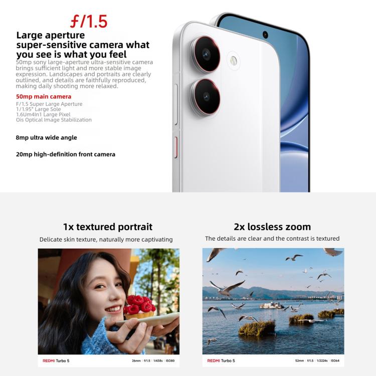 Xiaomi REDMI Turbo 5, 16GB+512GB, 6.59 นิ้ว Xiaomi HyperOS 3 Dimensity 8500-Ultra Octa Core, NFC, เครือข่าย: 5G, 16GB+512GB