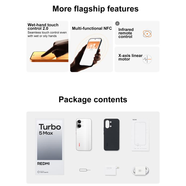 Xiaomi REDMI Turbo 5 Max, 12GB+512GB, 6.83 นิ้ว Xiaomi HyperOS 3 Dimensity 9500s Octa Core, NFC, เครือข่าย: 5G, 12GB+512GB