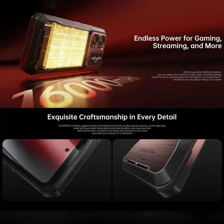 โทรศัพท์ Oukitel WP300 ทนทานพร้อมนาฬิกา, 12GB+512GB, 6.8 นิ้ว Android 15 MediaTek Dimensity 7050 Octa Core, NFC, OTG, เครือข่าย: 5G