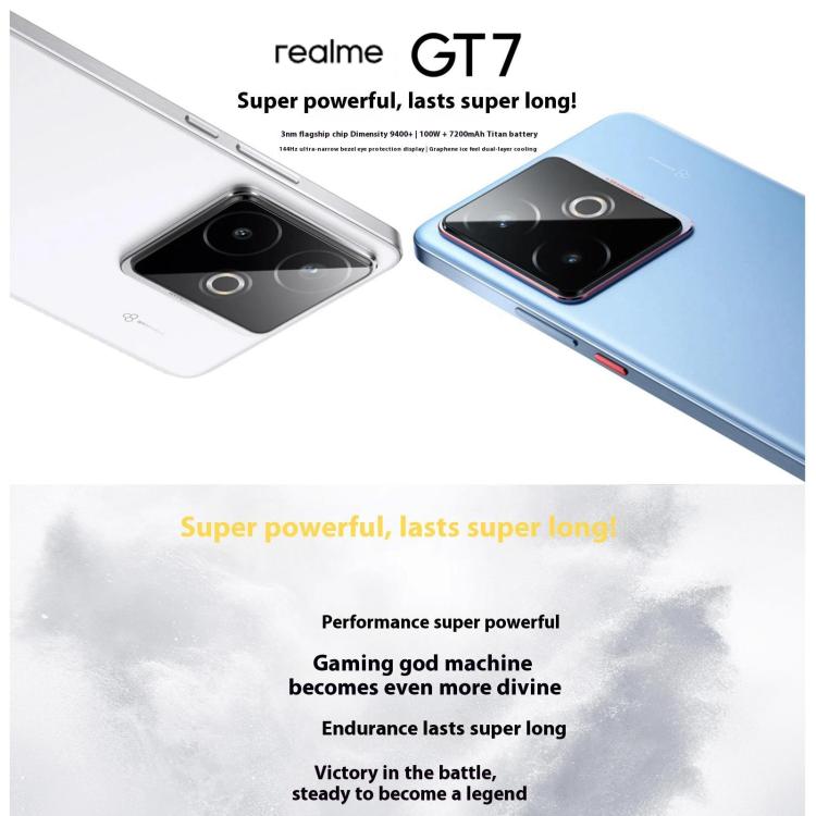 Realme GT7, 12GB+256GB, 6.8 นิ้ว Android 15 / Realme UI 6.0 MediaTek Dimensity 9400+ Octa Core, NFC, เครือข่าย: 5G, รองรับ Google Play, 12GB+512GB
