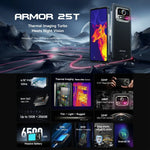 Ulefone Armor 25T โทรศัพท์กันกระแทก, 6GB+256GB, กล้องถ่ายภาพความร้อน, 6.78 นิ้ว Android 14 MediaTek Helio G99 Octa Core, เครือข่าย: 4G, NFC, OTG, Armor 25T