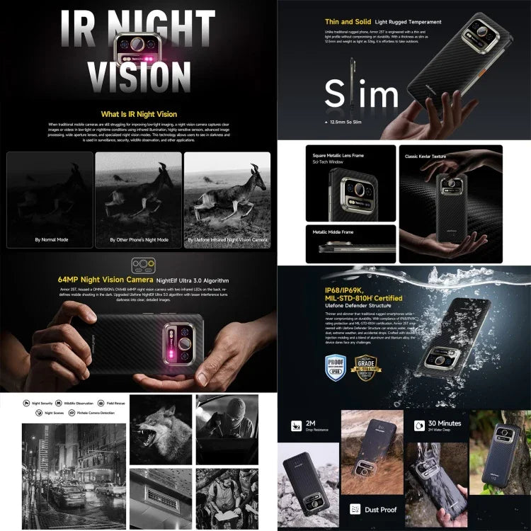 Ulefone Armor 25T โทรศัพท์กันกระแทก, 6GB+256GB, กล้องถ่ายภาพความร้อน, 6.78 นิ้ว Android 14 MediaTek Helio G99 Octa Core, เครือข่าย: 4G, NFC, OTG, Armor 25T