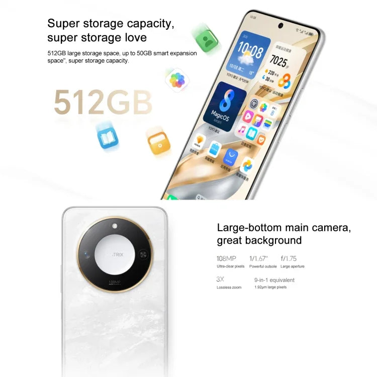 Honor X60, 12GB+512GB, สแกนลายนิ้วมือด้านข้าง, 6.8 นิ้ว MagicOS 8.0 Dimensity 7025-Ultra Octa Core, เครือข่าย: 5G, OTG, ไม่รองรับ Google Play, 12GB+512GB