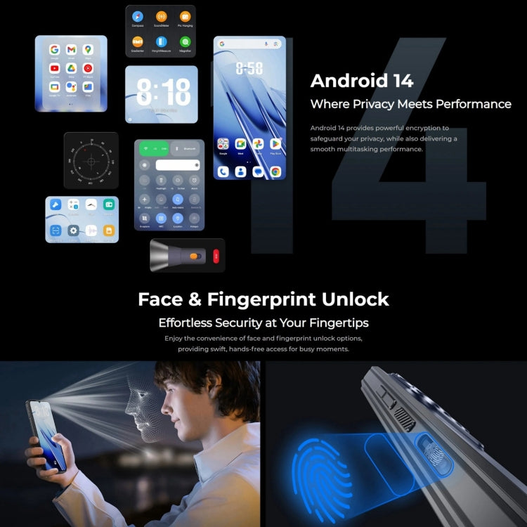 Oukitel WP52 5G โทรศัพท์กันกระแทก, 4GB+256GB, 6.6 นิ้ว Android 14.0 MediaTek Dimensity 6100+ Octa-core 3.0GHz, NFC, OTG, เครือข่าย: 5G, WP52