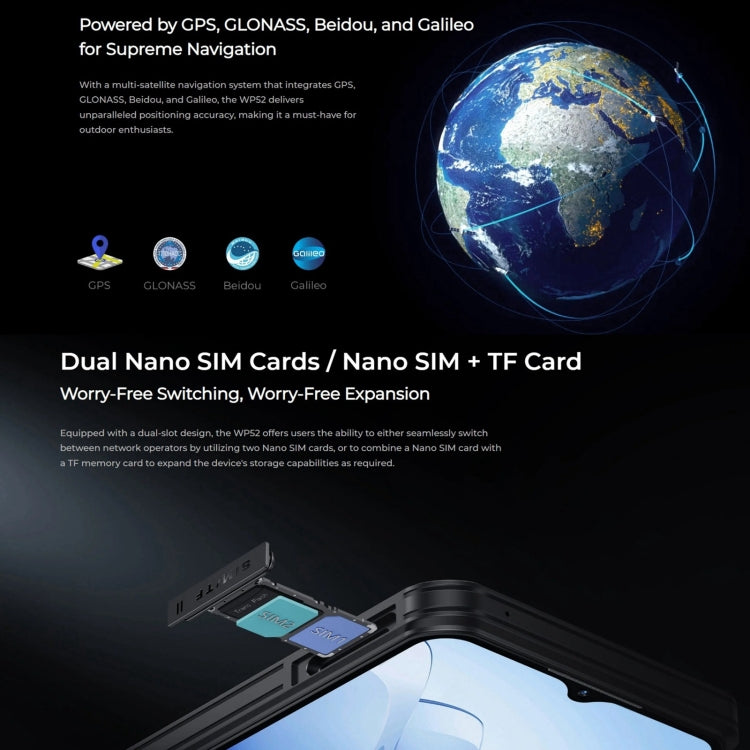 Oukitel WP52 5G โทรศัพท์กันกระแทก, 4GB+256GB, 6.6 นิ้ว Android 14.0 MediaTek Dimensity 6100+ Octa-core 3.0GHz, NFC, OTG, เครือข่าย: 5G, WP52
