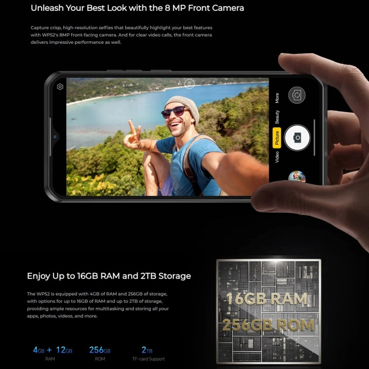 Oukitel WP52 5G โทรศัพท์กันกระแทก, 4GB+256GB, 6.6 นิ้ว Android 14.0 MediaTek Dimensity 6100+ Octa-core 3.0GHz, NFC, OTG, เครือข่าย: 5G, WP52