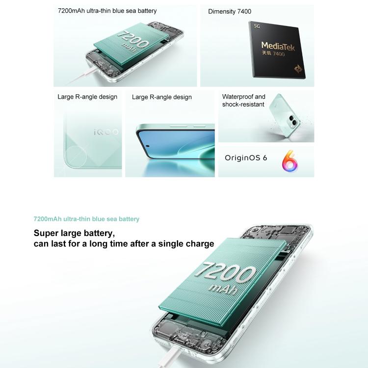 vivo iQOO Z11x, 8GB+512GB, สแกนลายนิ้วมือด้านข้าง, 6.76 นิ้ว Android 16 OriginOS 6 Dimensity 7400 Octa Core, OTG, NFC, เครือข่าย: 5G, รองรับ Google Play, 8GB+512GB