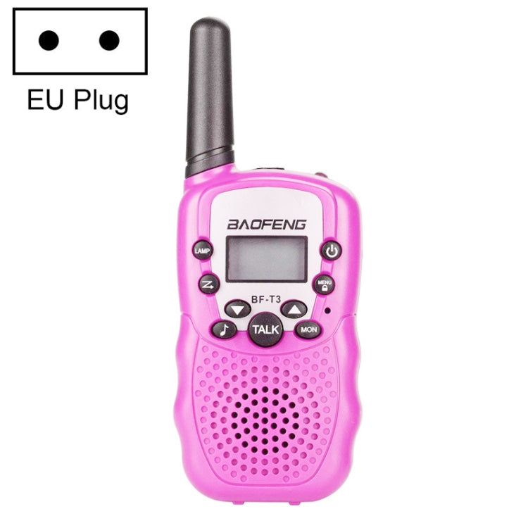 2 ชิ้น BaoFeng BF-T3 1W วิทยุสื่อสารแบบมือถือย่านความถี่เดี่ยวสำหรับเด็ก พร้อมฟังก์ชันมอนิเตอร์ ปลั๊กยุโรป BF-T3 ปลั๊กยุโรป