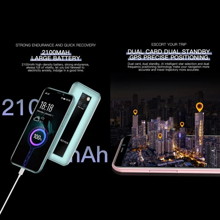 สแกนใบหน้า, โทรศัพท์ Android 9.0 ขนาด 3.46 นิ้ว MTK6739CW Quad Core สูงสุด 1.28GHz, ซิมคู่, บลูทูธ, WiFi, GPS, เครือข่าย: 4G, 3GB+64GB