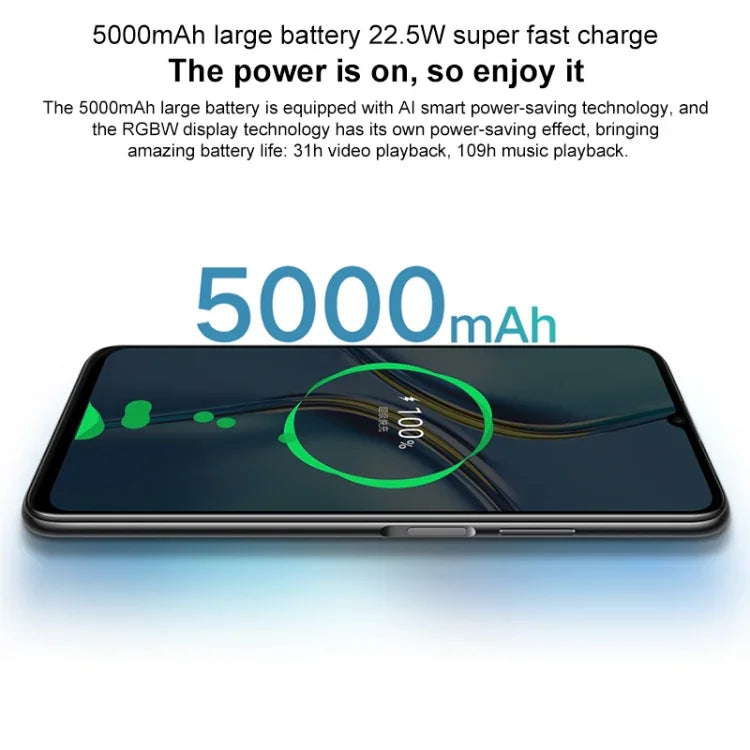 กล้องหลังคู่, สแกนลายนิ้วมือด้านข้าง, แบตเตอรี่ 5000mAh, หน้าจอ 7.09 นิ้ว Magic UI 5.0 (Android R) Dimensity 900 Octa Core สูงสุด 2.4GHz, เครือข่าย: 5G, NFC, ไม่รองรับ Google Play, X30 Max 5G 8GB+128GB