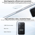 กล้องหลังสามตัว, สแกนลายนิ้วมือด้านข้าง, แบตเตอรี่ 5000mAh, หน้าจอ 6.74 นิ้ว Magic UI 5.0 (Android 11) MediaTek Dimensity 700 Octa Core สูงสุด 2.2GHz, เครือข่าย: 5G, OTG, ไม่รองรับ Google Play, 8GB+128GB