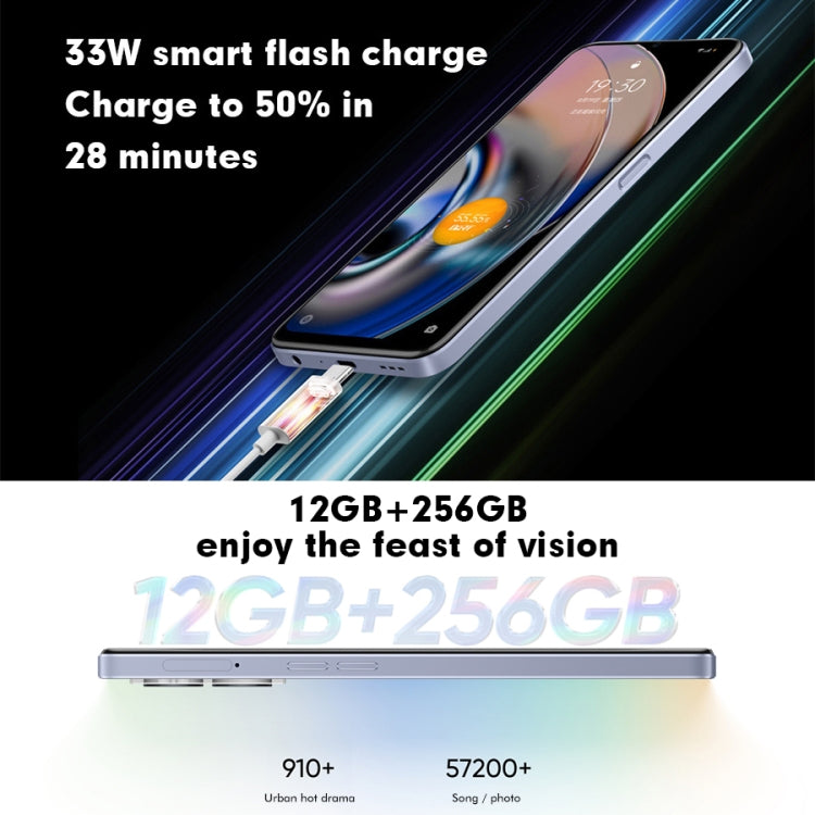 กล้องหลังคู่, สแกนลายนิ้วมือด้านข้าง, แบตเตอรี่ 5000mAh, 6.58 นิ้ว Realme UI 3.0 / Android 12 MediaTek Dimensity 810 Octa Core สูงสุด 2.4GHz, เครือข่าย: 5G, รองรับ Google Play, 12GB+256GB