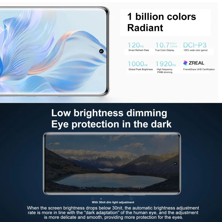 กล้องหลังสามตัว, สแกนลายนิ้วมือบนหน้าจอ, หน้าจอ 6.67 นิ้ว Magic UI 7.0 Qualcomm Snapdragon 782G Octa Core ความเร็วสูงสุด 2.7GHz, เครือข่าย: 5G, OTG, NFC, ไม่รองรับ Google Play, Honor 80 5G, 8GB+256GB