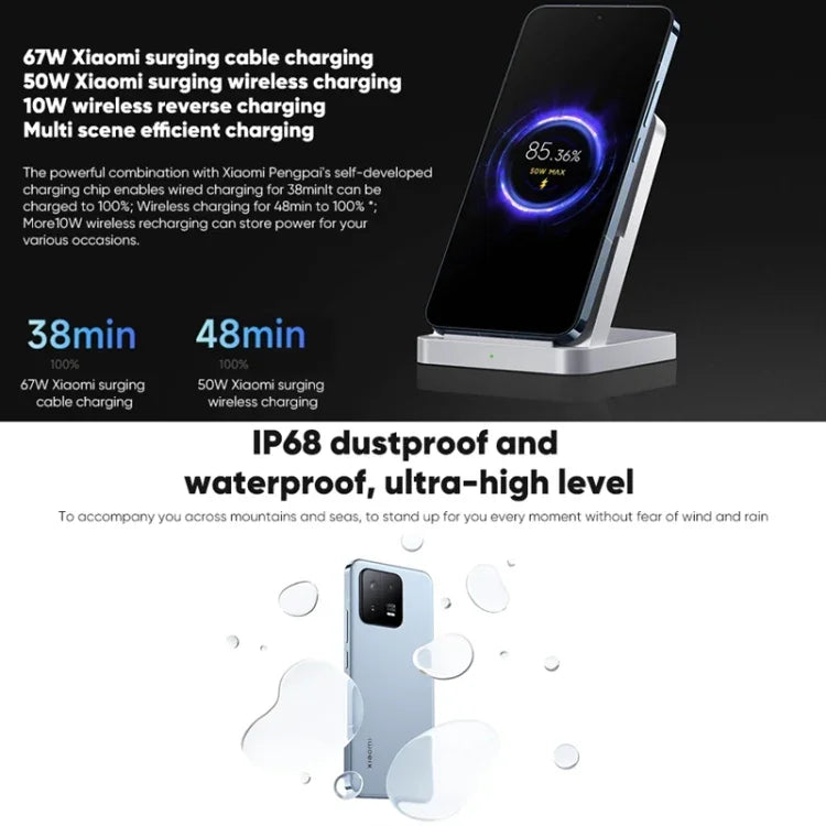 กล้องหลังสามตัว, สแกนลายนิ้วมือบนหน้าจอ 6.36 นิ้ว MIUI 14 Qualcomm Snapdragon 8 Gen 2 Octa Core ความเร็วสูงสุด 3.2GHz, เครือข่าย: 5G, NFC, ฟังก์ชันชาร์จไร้สาย, Xiaomi 13 12GB+256GB