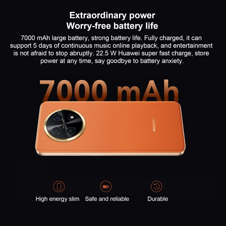 กล้องหลังคู่, สแกนลายนิ้วมือด้านข้าง, แบตเตอรี่ 7000mAh, หน้าจอ 6.95 นิ้ว HarmonyOS 3.0 Qualcomm Snapdragon 680 Octa Core 2.4GHz, เครือข่าย: 4G, OTG, NFC, ไม่รองรับ Google Play, 256GB สีเงิน, 256GB สีดำ, 256GB สีเขียว