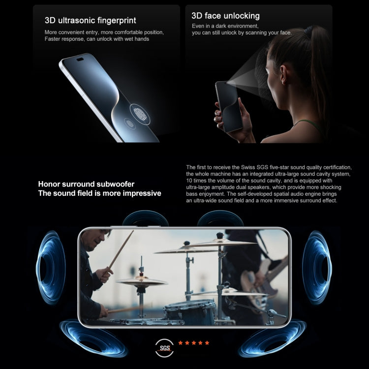 Honor Magic7 Pro, 16GB+512GB, สแกนนิ้วบนหน้าจอ, หน้าจอ 6.8 นิ้ว MagicOS 9.0 / Android 15 Snapdragon 8 Elite 3nm Octa Core, เครือข่าย: 5G, NFC, OTG, ไม่รองรับ Google Play, 16GB+512GB